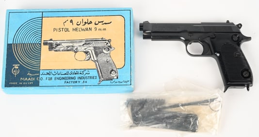 EGYPTIAN MADDI HELWAN 9MM PISTOL WITH BOX