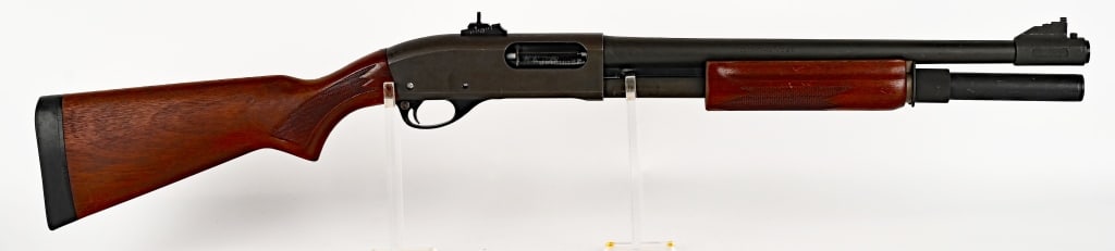 REMINGTON MODEL 870 WINGMASTER SHOTGUN 12 GA: SERIAL NUMBER: V925441V BARREL: 18 1/2" CALIBER: 12 GA. 2 3/4" SHELLS. MANUFACTURED: 1990's Metal is parkerized finish with ghost ring sights, Barrel is Cylinder bore for buck shot or slug use. Magazi