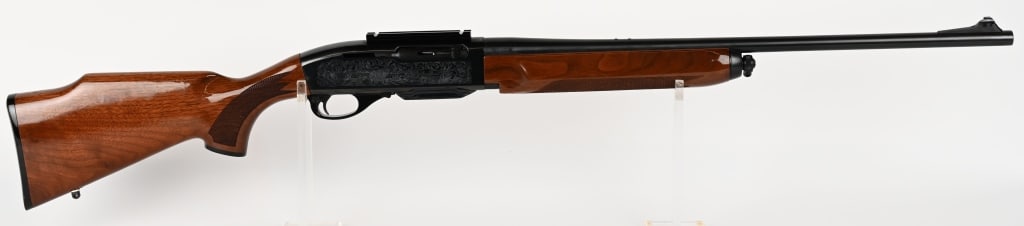 REMINGTON MODEL 7400 ENGRAVED SEMI AUTO RIFLE: SERIAL NUMBER: B8322179. BARREL: 22". CALIBER: 30-06 SPRG. MANUFACTURED: 1994. The Remington Model 7400 replaced the earlier 742 model. It features a factory engraved receiver with Ram scene on left s