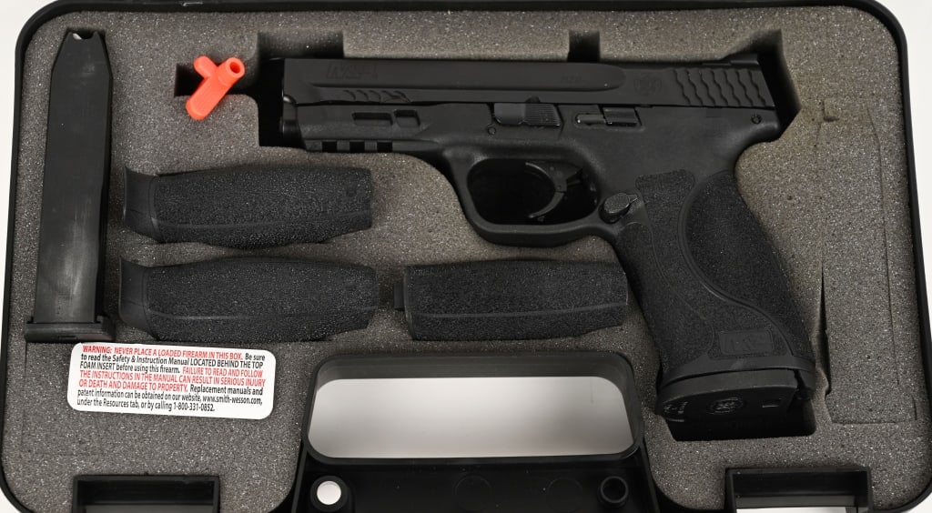 SMITH & WESSON M&P M2.0 SEMI-AUTO PISTOL W/CASE: SERIAL NUMBER: MWT8211. BARREL: 4 1/4". CALIBER: 9MM The M&P M2.0 is Smith & Wesson's striker-fired, polymer-framed pistol, known for its reliability and performance. It's an updated version of the or