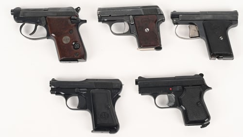 LOT OF FIVE POCKET PISTOLS 25 AUTO and 22 LR
