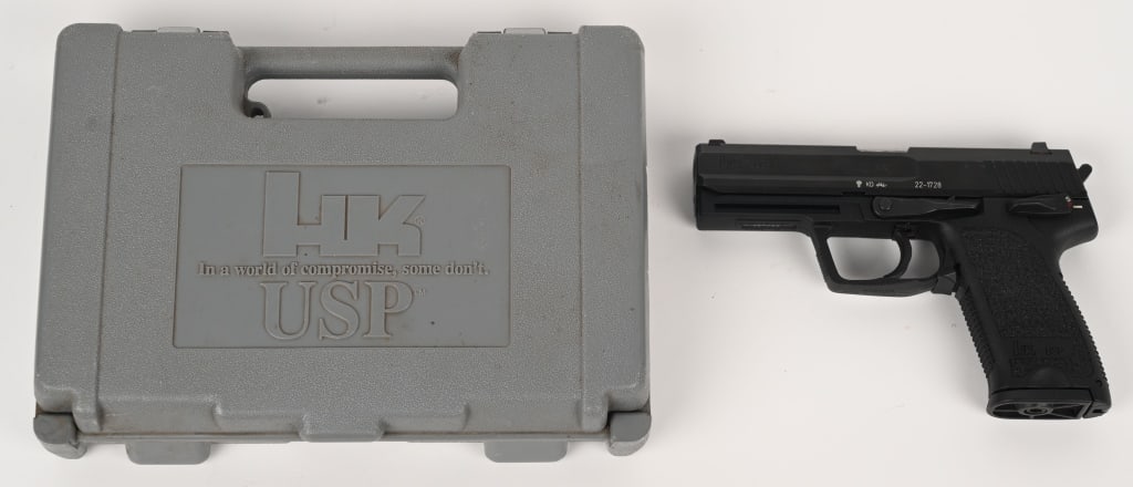 H&K USP PISTOL 40 S&W SEMI AUTO: SERIAL NUMBER: 22-1728. BARREL: 4 1/4". CALIBER: .40 S&W. The HK USP Compact is a small frame pistol capable of firing the most powerful cartridges in 9 mm, . 40 S&W, . 45 ACP. Based on the full-size 