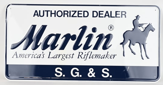TIN EMBOSSED MARLIN FIREARMS DEALER SIGN