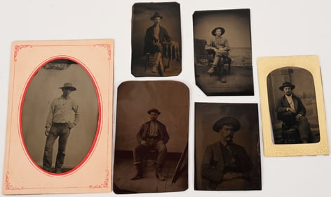 TINTYPE LOT OF COWBOYS & GENTLEMEN MOSTLY RUFIANES