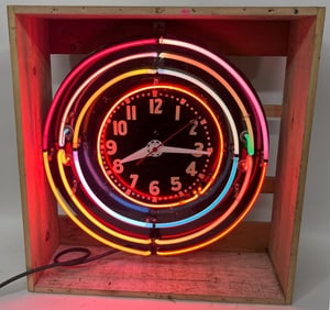 26" NEON CLOCK w/ 4 RINGS OF NEON