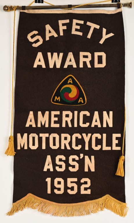 1952 AMA MOTORCYCLE SAFETY AWARD BANNER (1 of 3)