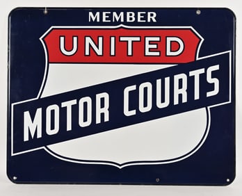MEMBER UNITED MOTOR COURTS PORCELAIN SIGN