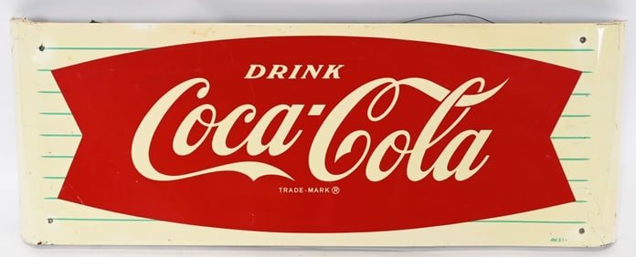 COCA COLA FISHTAIL TIN SLED SIGN