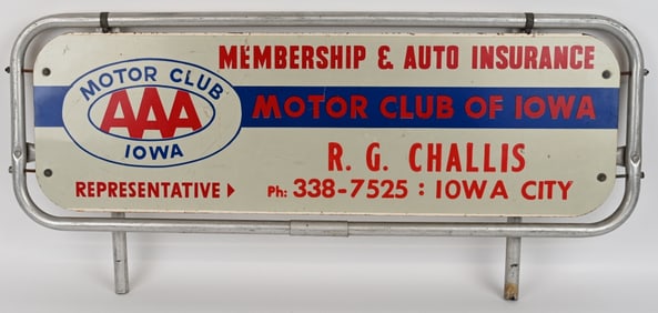 AAA MOTOR CLUB OF IOWA SST SIGN & BRACKET