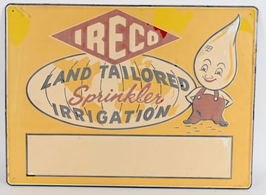 IRECO SPRINKLERS EMBISSED TIN SIGN