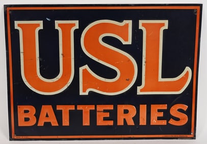 USL BATTERIES EMBOSSED TIN SIGN