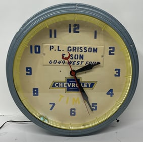 CHEVROLET DEALERSHIP LACKNER NEON CLOCK