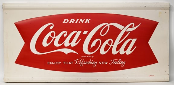 COCA COLA FISHTAIL TIN SIGN