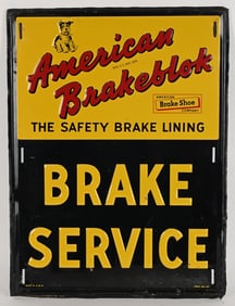 AMERICAN BRAKEBLOK EMBOSSED TIN SIGN