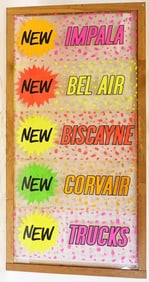 1960s CHEVROLET WINDOW CALLS TO ACTION SIGNS