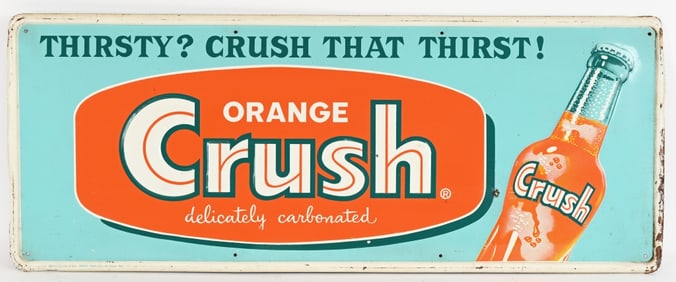 ORANGE CRUSH EMBOSSED TIN SIGN