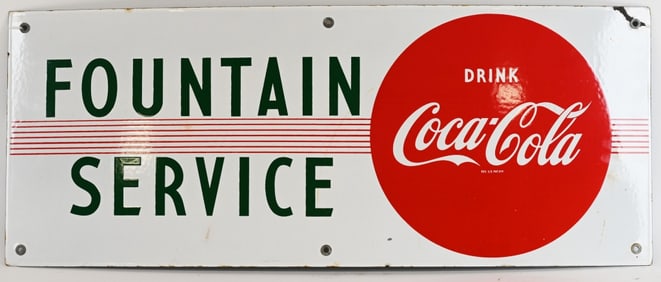 COCA COLA FOUNTAIN SERVICE PORCELAIN SIGN