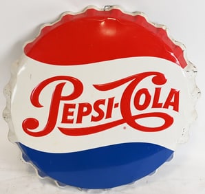 36" PEPSI COLA BOTTLE CAP TIN SIGN