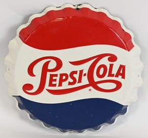 19" PEPSI COLA BOTTLE CAP TIN SIGN