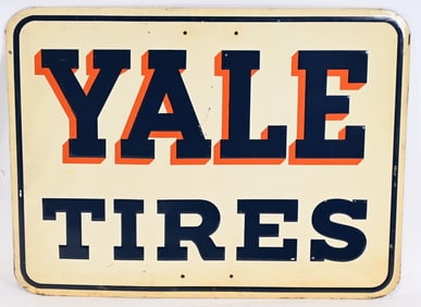 YALE TIRES EMBOSSED TIN SIGN