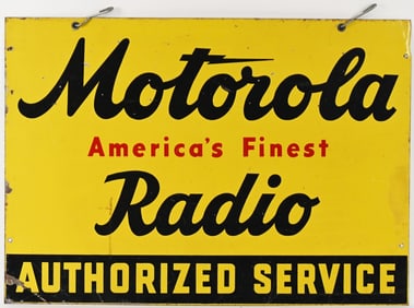 MOTOROLA RADIO DOUBLE SIDED TIN SIGN