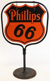 PHILLIPS 66 SHIELD DSP LOLLIPOP SIGN w/ BASE