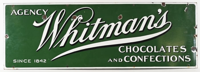WHITMANN'S CHOCOLATES PORCELAIN SIGN