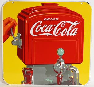 COCA COLA FOUNTAIN DOUBLE SIDED PORCELAIN SIGN