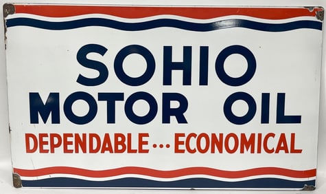 SOHIO MOTOR OIL SINGLE SIDED PORCELAIN SIGN