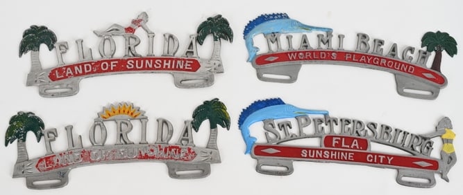 4- FLORIDA ALUMINUM LICENSE PLATE TOPPERS