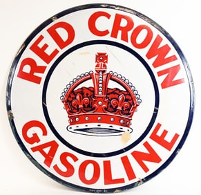 42" RED CROWN GASOLINE SSP PORCELAIN SIGN