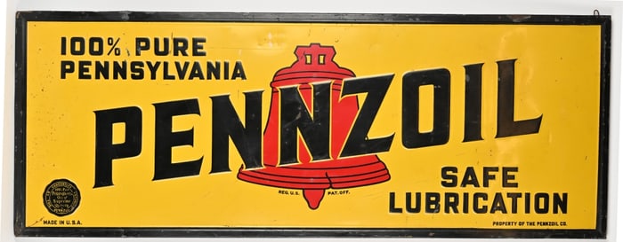 PENNZOIL SAFE LUBRICANT EMBOSSED TIN SIGN
