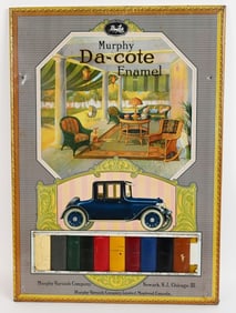MURPHY DA-COTE ENAMEL SAMPLE SIGN w/ AUTOMOBILE