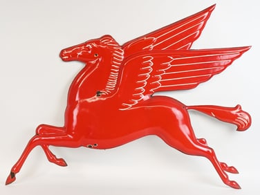 MOBIL PEGASUS EMBOSSED PORCELAIN SIGN