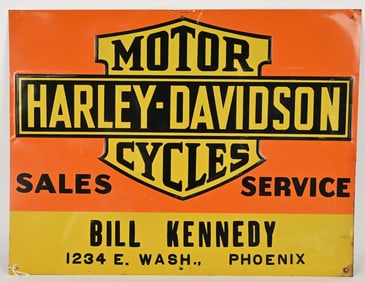 HARLEY DAVIDSON SALES SERVICE EMBOSSED TIN SIGN