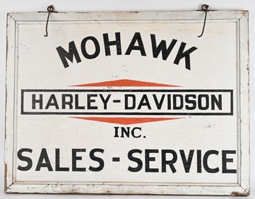 VINTAGE HAND PAINTED HARLEY DAVIDSON DEALER SIGN