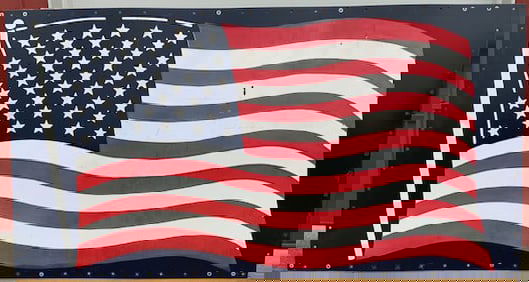 AMERICAN FLAG STARS & STRIPES PORCELAIN SIGN