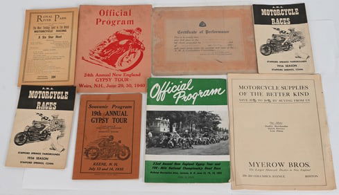 LOT OF 1930s-60s MOTORCYCLE EPHEMERA