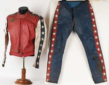 BATES MOTORCYLCE STUNT MAN LEATHER OUTFIT