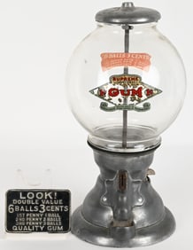 1c SUPREME CONFECTIONS GUMBALL MACHINE