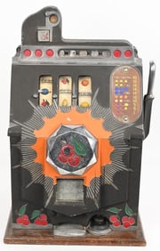 5c MILLS BURSTING CHERRY SLOT MACHINE