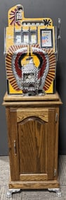 25c MILLS WAR EAGLE SLOT MACHINE & BASE