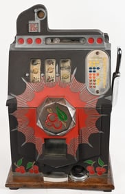 MILLS 25c BURSTING CHERRY SLOT MACHINE