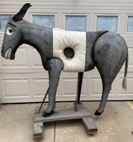 LEATHER OVER WOOD CARNIVAL DONKEY TARGET GAME