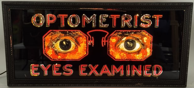 OPTOMETRIST REVERSE PAINTED GLASS LIGHTUP SIGN