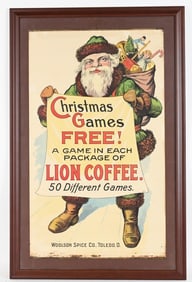 LIONS COFFEE CHRISTMAS SANTA CLAUS LITHOGRAPH