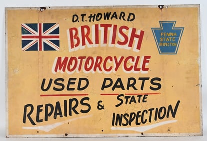 DT HOWARD BRITISH MOTORCYCLE DST SIGN