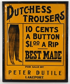 DUCHESS TROUSERS EMBOSSED TIN SIGN