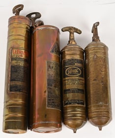 4- BRASS HAND HELD FIRE EXTINGUISHERS