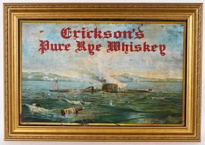 ERICKSON'S PURE RYE WHISKEY TIN SIGN
